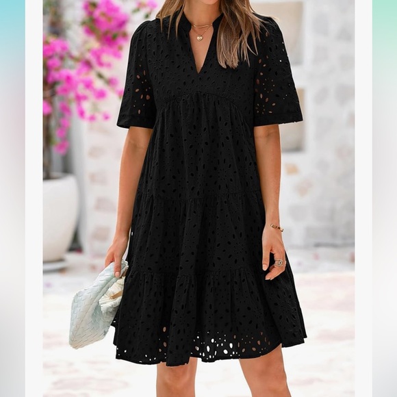 ☀️Btfbm hollow out lace Black Eyelet  Dress - Picture 1 of 8
